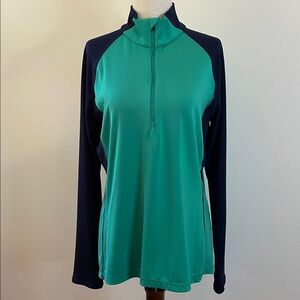 RLX Ralph Lauren Seagreen Navy Colorblock 1/4 Zip Pullover Size L